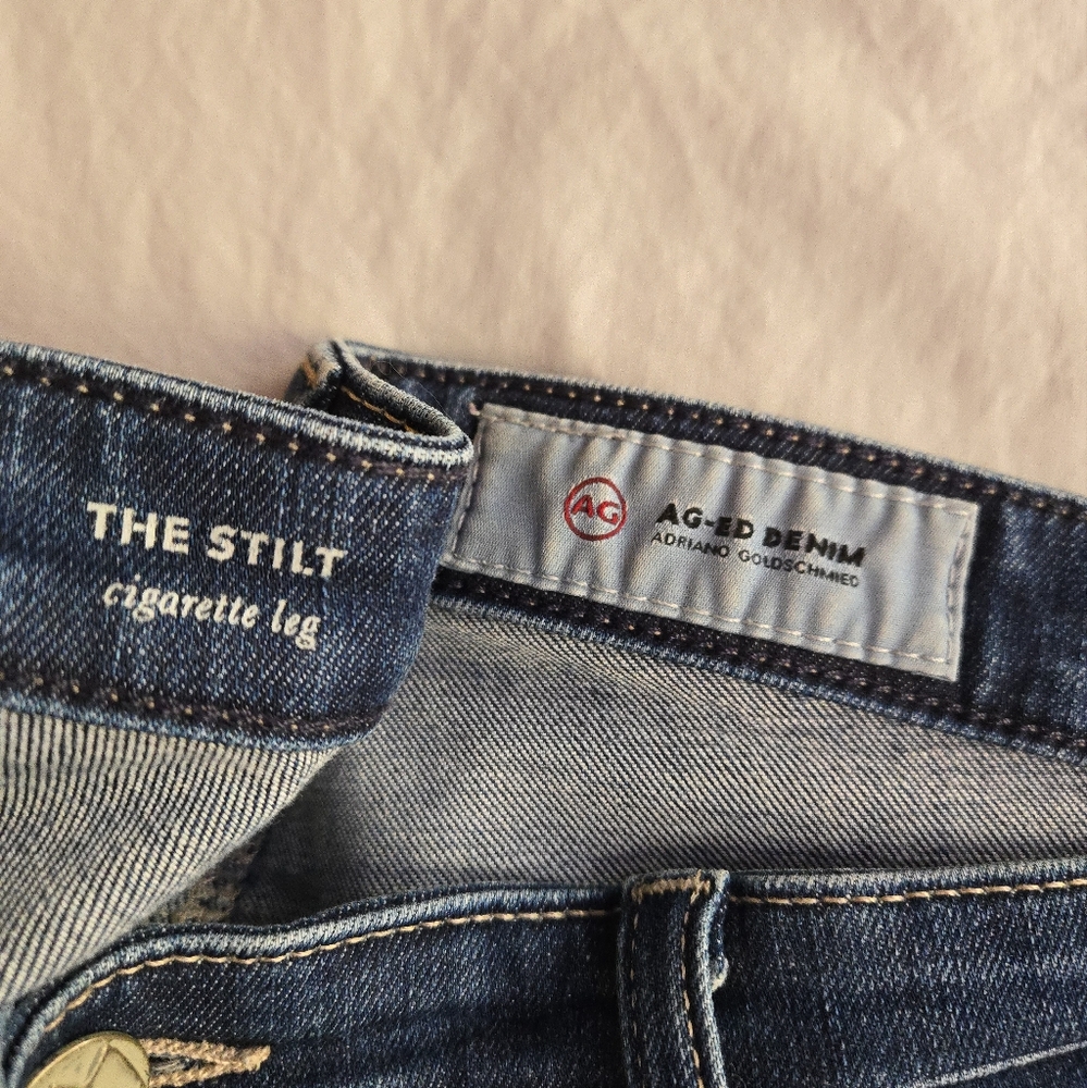 AG Adriano Goldschmied The Stilt Cigarette Jean 32R Medium Blue Wash - Picture 4 of 10